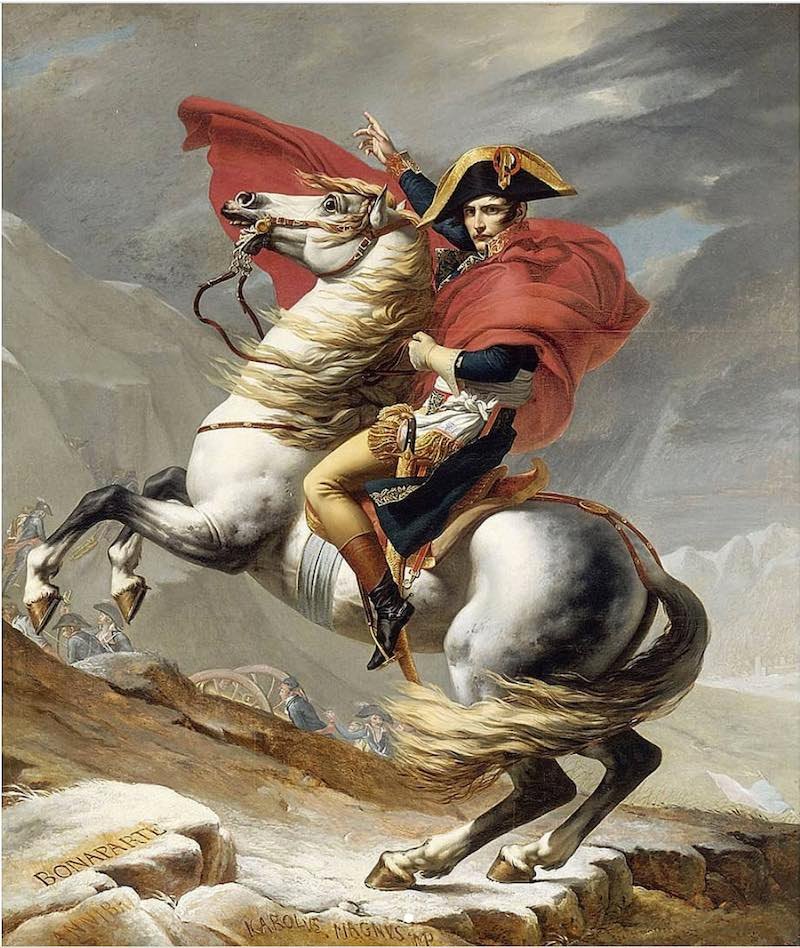 Jacques-Louis David napoleon-crossing-the-alps banksy paris -liberte-egalitarian-cable-tv